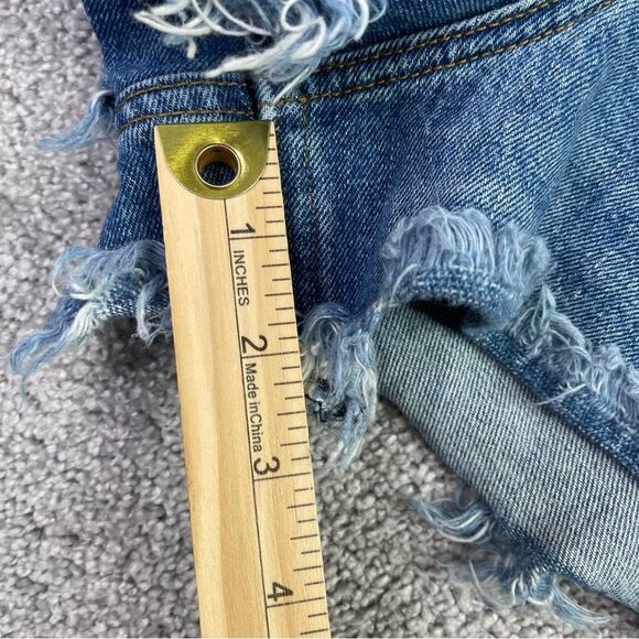Abercrombie & Fitch Mom Shorts Women’s 20 Blue Cut Off High Rise Distressed - Picture 7 of 8